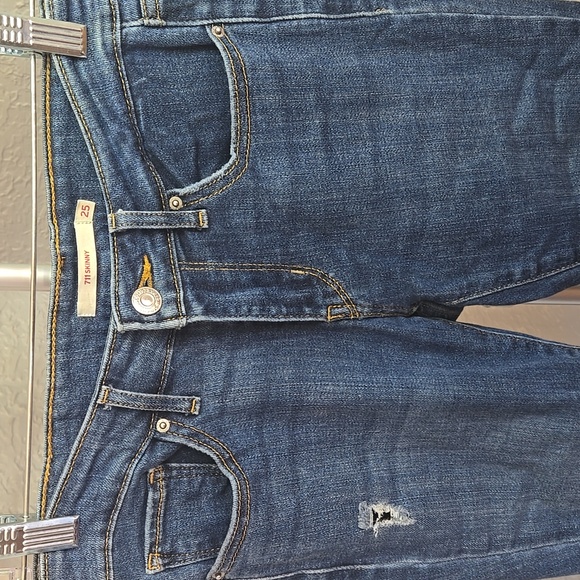 Levi's 711 Skinny Women's Dark Blue Skinny Jeans Distressed Grunge - Picture 6 of 9